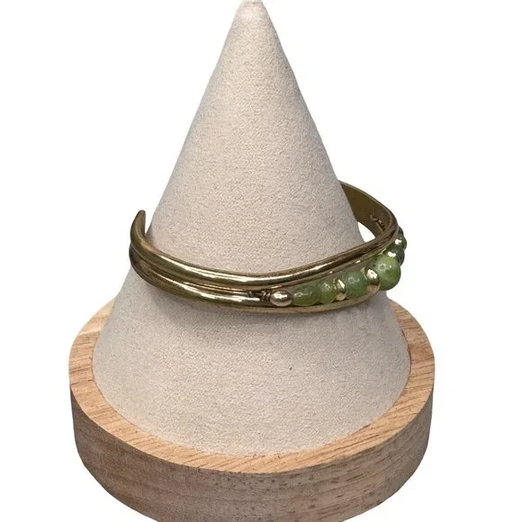 Vintage Signed Handcrafted Jade Stone Jadeite Cuff Bracelet Sergio Lub Usa - Picture 7 of 11